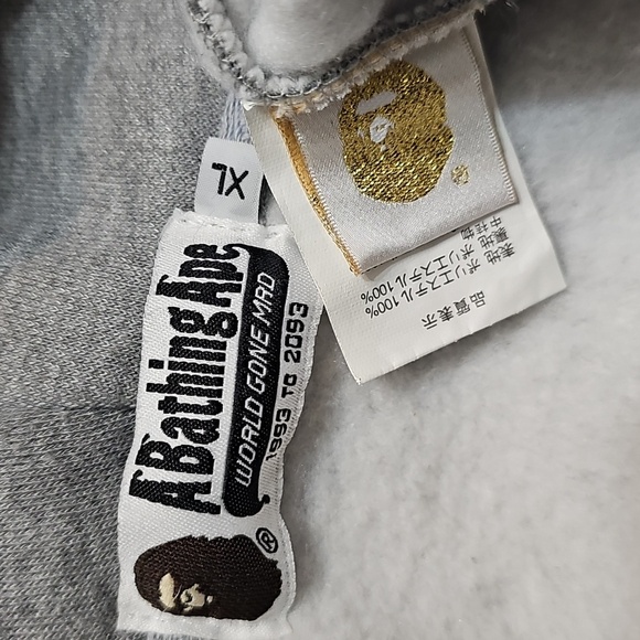 Bape Gray Full Zip-Up Shark/ Camo Hoodie XL - Picture 5 of 11